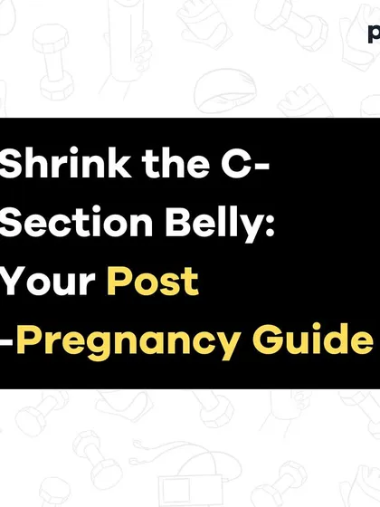 A post-pregnancy guide for shrinking the C-section belly. This carousel emphasizes that healing takes time and patience is power. It provides tips like staying hydrated, eating balanced meals, starting with gentle movements, and prioritizing sleep.