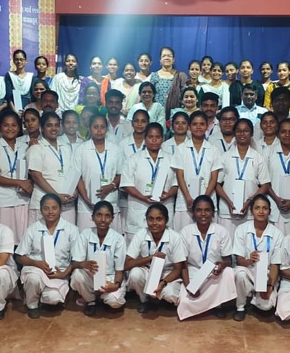 A group photo with all the bright and wonderful nursing students in Devgad. Their energy was amazing, and I hope I was able to bring some musical joy to their demanding lives.