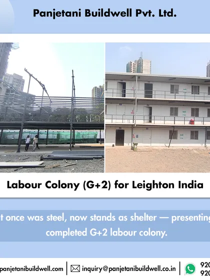 See the transformation for yourself. We took this project for Leighton India from a bare steel framework to a fully functional G+2 labor colony, demonstrating the speed and efficiency of our prefabricated construction solutions.