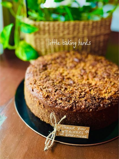 The banana carrot cake with a custom "Thank You Teachers" tag. It was a joy to bake this as a token of appreciation.