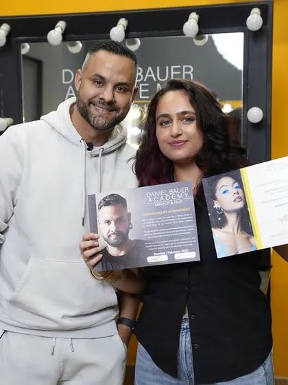 Another successful graduate, ready to take the next big step in her beauty career with a certificate from our academy.