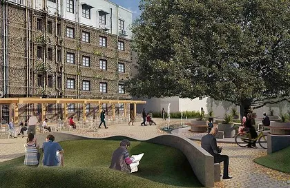 We believe architecture must respond to its environment. This conceptual rendering for 'The Estate' in Ballard Estate reimagines a neglected public space, turning it into a vibrant community hub with seating and green pockets, all while respecting the area's heritage.