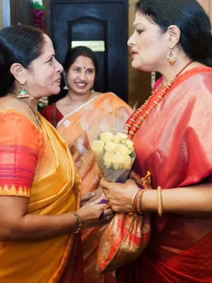 Being greeted with flowers by a well-wisher. The warmth and affection I received in Chennai were truly overwhelming.