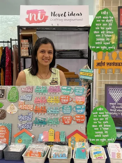Day 1 at the CKP Hall in Thane. A photo of me at my stall, ready to welcome shoppers.