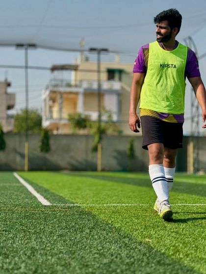 Walking on the turf after a good game. Every step counts.