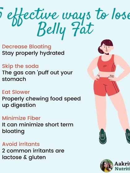 Losing belly fat is important for both your appearance and your long-term health. Here are five effective ways to get started, such as staying hydrated to decrease bloating, eating slower, and avoiding irritants like lactose and gluten.