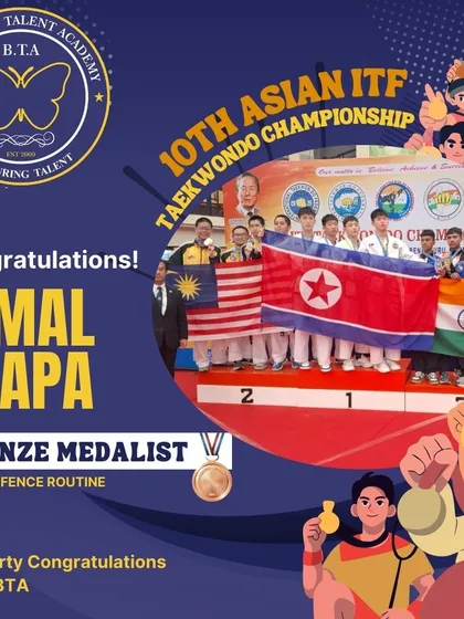 We celebrate every victory. This is a testament to the hard work of our student, Himal Thapa, who secured a Bronze Medal at the Asian ITF Taekwondo Championship. Our competitive Taekwondo coaching is designed to produce champions.