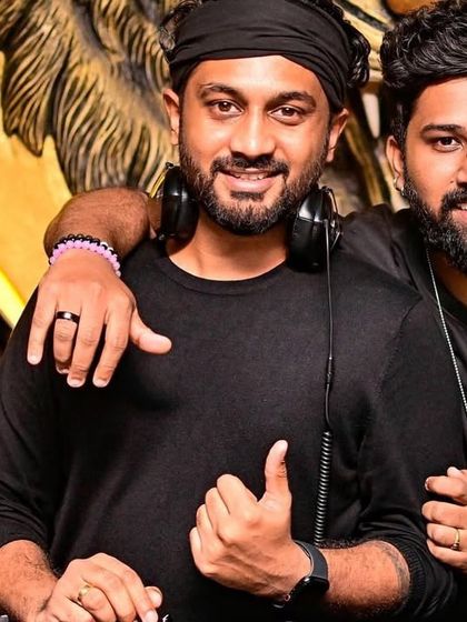 Posing with a friend and fellow artist at Badmaash before a set. The music community in Bangalore is all about collaboration.