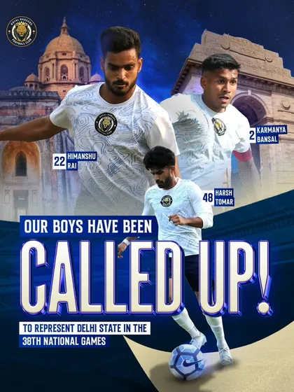 Representing on the national stage. We are thrilled to announce that three of our standout players were called up to represent Delhi State in the 38th National Games. This highlights the pathway we provide for players to reach the highest levels of Indian football.