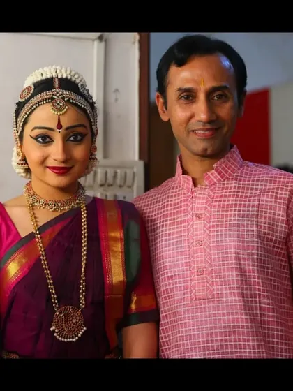 With my revered Guru, Sri P. Praveen Kumar. His guidance is the foundation of all my work, from choreography and aesthetics to the very spirit of my dance. I am ever grateful for his blessings and belief in me.