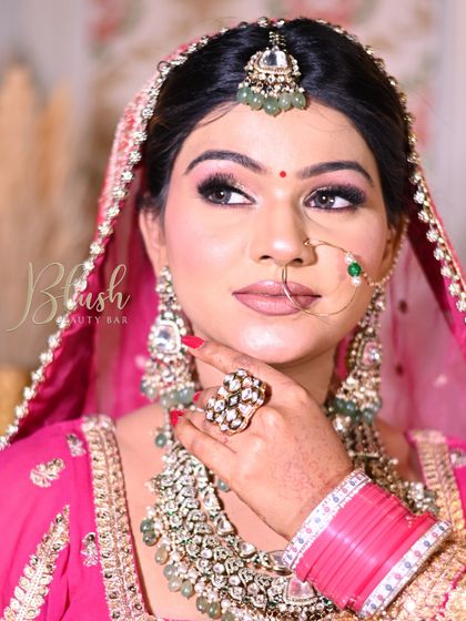 Another angle of this student's work, showing the perfect blend of the blush and highlighter.