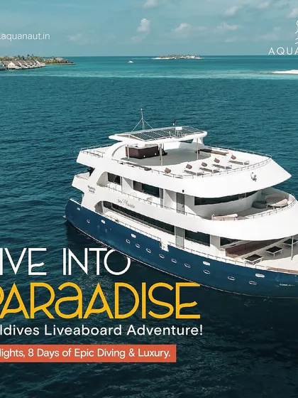 This is it, your floating paradise. The MV Sea Pleasure is more than just a boat; it's your luxury home for an 8-day diving safari across the stunning atolls of the Maldives.