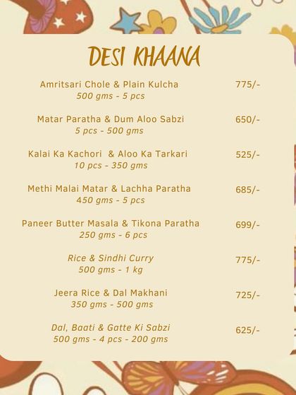 Our 'Desi Khaana' meal combos for Raksha Bandhan. These meal sets include classic pairings like Amritsari Chole & Kulcha and Dal, Baati & Gatte Ki Sabzi.