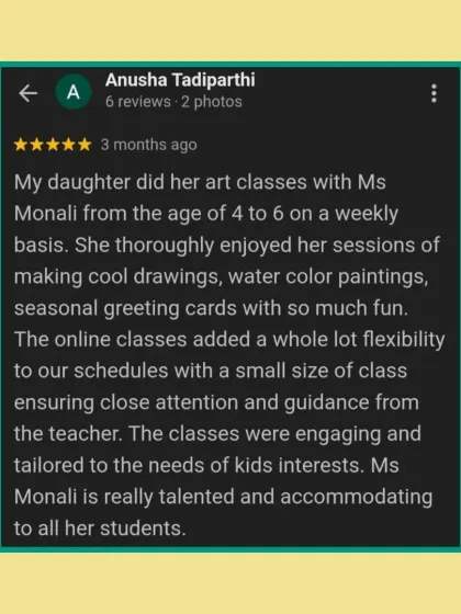 Our classes are tailored to the interests of even our youngest students. This parent shares how their daughter enjoyed making drawings and seasonal cards in our engaging and flexible online sessions.