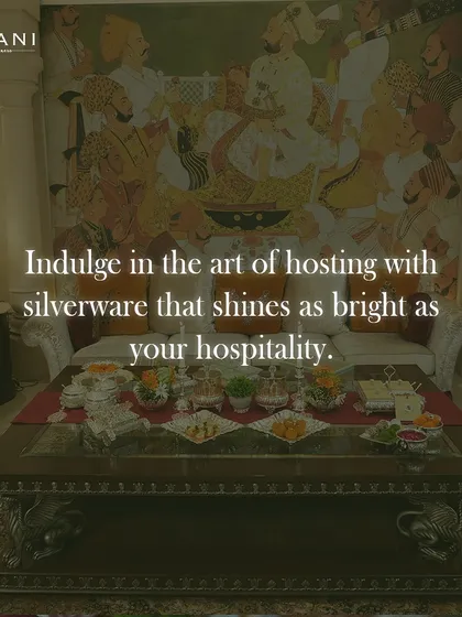 I believe in the art of hosting, where hospitality shines through every detail. This setting showcases my exquisite silverware, designed to elevate your dining experience and reflect the grandeur of your welcome, turning every meal into a sophisticated occasion.