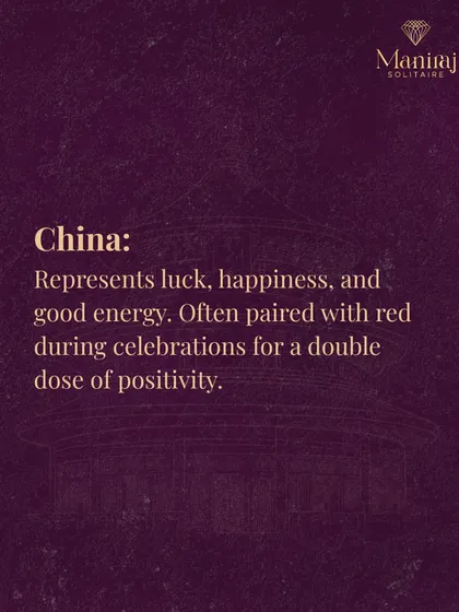 In China, gold represents luck, happiness, and good energy. It is often paired with the color red during celebrations for a double dose of positivity and good fortune.