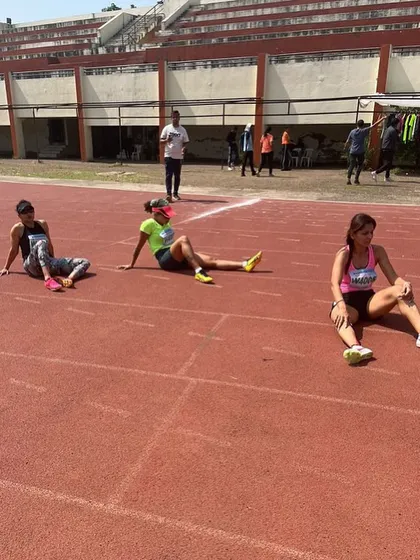 A moment of rest and reflection on the track between events at the Masters Championship.