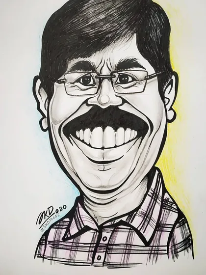 A commissioned caricature I created for a client. Each face has a unique character, and my job is to find it and bring it out on paper.