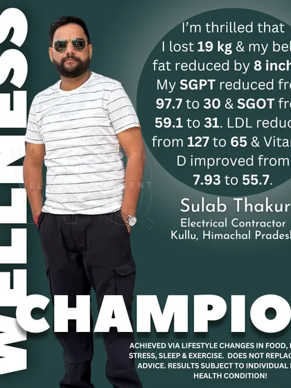 Sulab's motivation was being able to carry his daughter. He lost 19 kg, reversed his fatty liver, and dramatically improved his health markers.