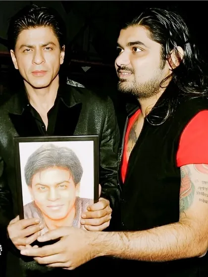 A cherished memory of meeting Shah Rukh Khan and showing him my artwork. His appreciation for art is well known, and this moment will always be special to me.