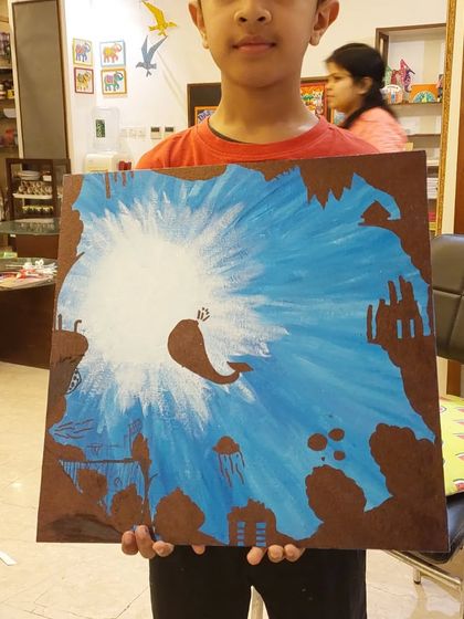 Another fantastic underwater silhouette, this time featuring a majestic whale. These acrylic on canvas projects are a favorite among the older kids.