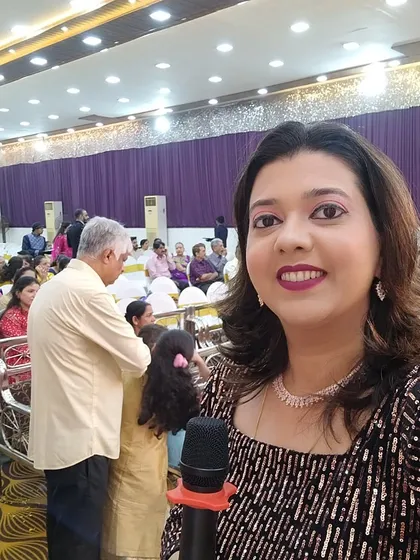 There is no better feeling than seeing a room full of happy faces. A quick selfie with the guests during a lively Sangeet night shows how I love to interact with the crowd.