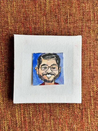 A mini watercolour portrait of my dear friend, Paritosh. This piece is a small token of gratitude for his empathy and motivation.