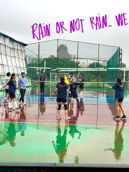 Our players training on a wet court with the caption "Rain or not rain.. we play." This shows our commitment and adaptability, finding ways to keep the game going no matter the conditions.