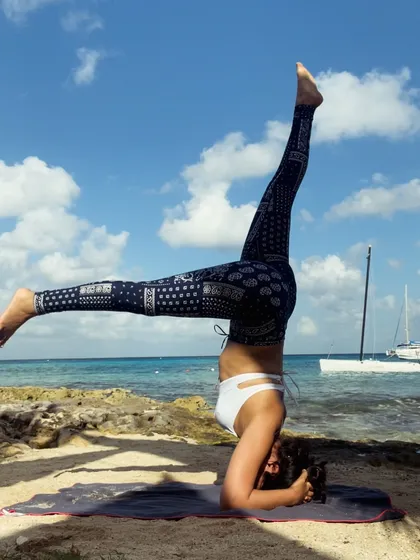 A throwback to my practice by the Caribbean Sea. This supported headstand variation, Salamba Sirsasana, shows how we can find stability and new perspectives by turning our world upside down.