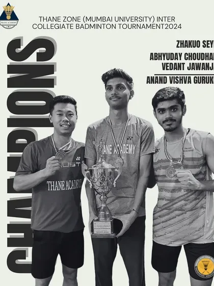 Our players Zhakuo Seyie, Abhyuday Choudhary, and Vedant Jawanjal as Team Champions at the Thane Zone Inter-Collegiate Tournament.