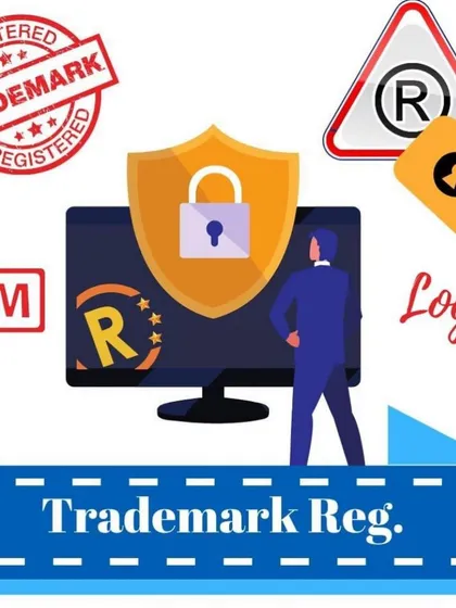This graphic illustrates our trademark registration assistance service. We help you secure legal protection for your brand name and logo, a crucial step in building and defending your business identity.