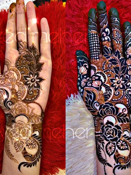 A before-and-after collage showing the process of creating a heavy designer piece.