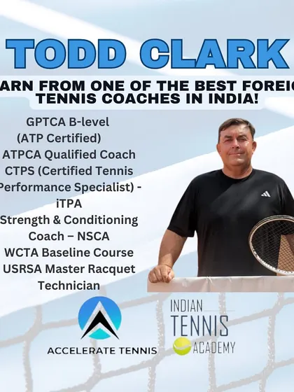 Meet our Head Coach, Todd Clark, one of the most qualified foreign coaches in India. His extensive certifications, including ATP and ITF credentials, represent the high standard of technical, tactical, and physical instruction we provide to every player at our academy.