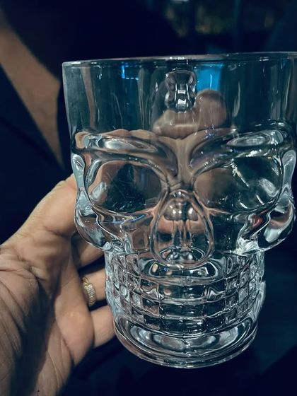 The prize for our Beer Pong tournament winners. An epic skull-shaped beer mug to remember your victory.