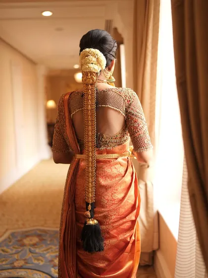 Additional views showcasing the variety and detail of my heirloom bridal sarees. Each image captures a different angle, moment, or detail, from full portraits to close ups of the fabric and embroidery, illustrating the complete story of each bride's custom creation.