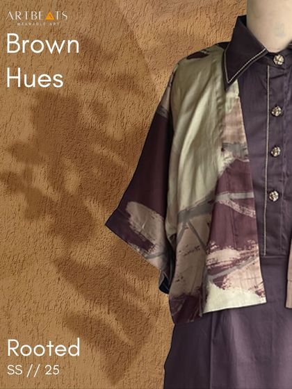 Inspired by the hues of the earth, this outfit from the Rooted collection blends grounded brown tones with effortless grace, a story stitched in fabric.
