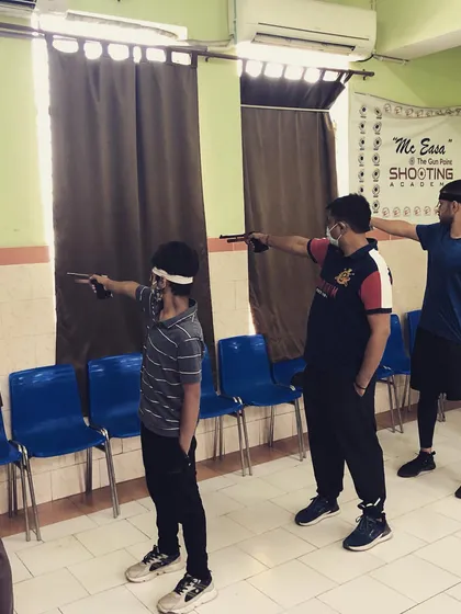 A drill to improve focus and body awareness. Students practice their stance and aim while blindfolded.