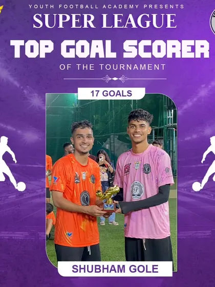 Shubham Gole, the Top Goal Scorer of the tournament with an incredible 17 goals. His clinical finishing was unmatched.