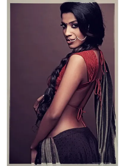 Vintage Indian feels. This portrait has a classic, timeless quality, inspired by old Indian paintings and photographs.