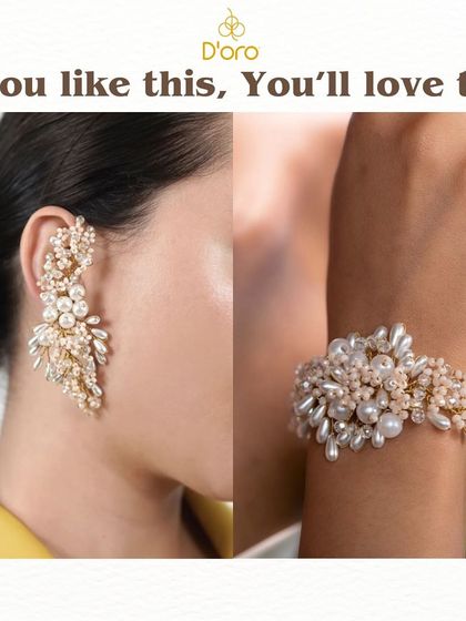 Our bestselling earcuff has a matching bracelet. This pearl and crystal combo is perfect for any special occasion.