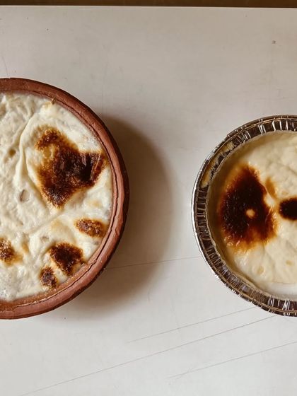 This is my Baked Phirni, an Indian classic with a twist. I take the traditional rice pudding and bake it to give it a beautiful caramelized top, which adds a wonderful depth of flavour.