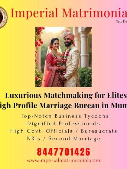 As Mumbai's most trusted high-profile marriage bureau, I connect top-notch business tycoons, dignified professionals, high government officials, and NRIs.