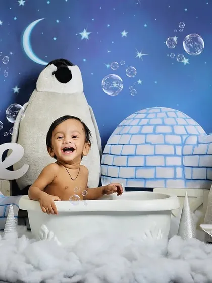 The pure joy of bubbles. Adding bubbles to this arctic-themed tub shot brought out the biggest and best smiles from this little boy.