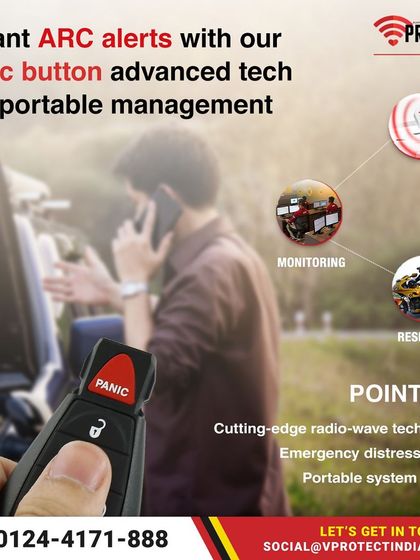 In an emergency, help is just a click away. Our portable panic button uses cutting-edge radio-wave technology to send instant alerts to our Alarm Receiving Center (ARC), ensuring you get help wherever you are.