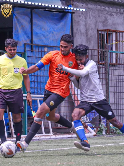 A physical battle for possession. Our players are conditioned for the high demands of league football.