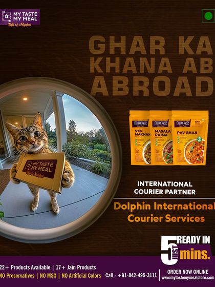 I have partnered with Dolphin International Courier Services to ship your food and other items anywhere in the world. Now getting "ghar ka khana" abroad is easier than ever.