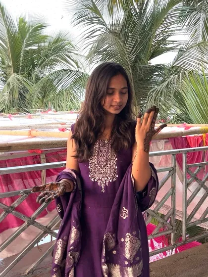 Showing the mehendi paste after application. The dark paste promises a beautiful, rich stain.