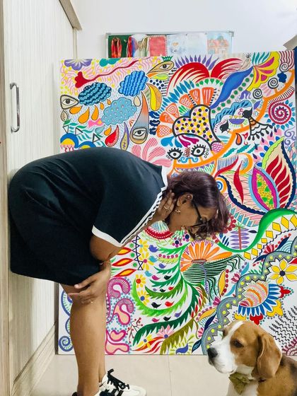 Taking a closer look at the details. Even with so much left to do, the painting already has a life of its own.