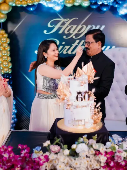 The cake-cutting moment. Seeing my cake as part of such a happy celebration is why I love what I do.