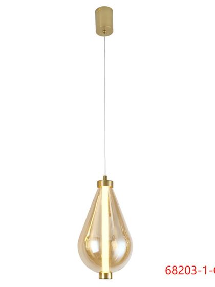 The same teardrop pendant design, shown here in an amber glass finish for a warmer, more vintage feel.